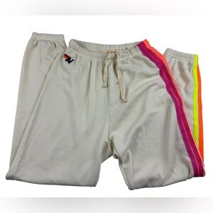 Aviator Nation 5 Stripe Sweatpants Vintage White Size Medium NWT New